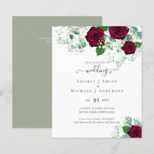 Papier BUDGET Bourgogne Rouge Roses Gypsophila MARIAGE