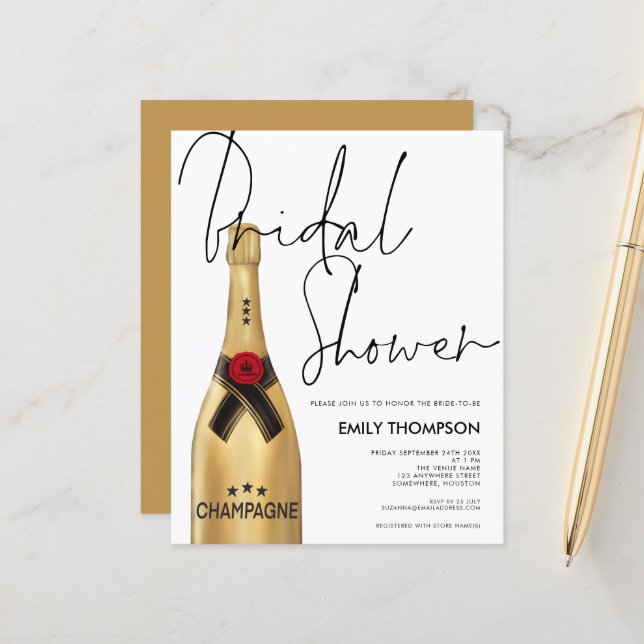Papier Budget Bouteille Script Fête des mariées d'or (Devant/Arrière en situation)