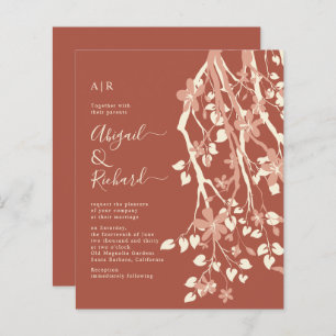 Papier BUDGET Branche fleurs terracota faire-part de mari