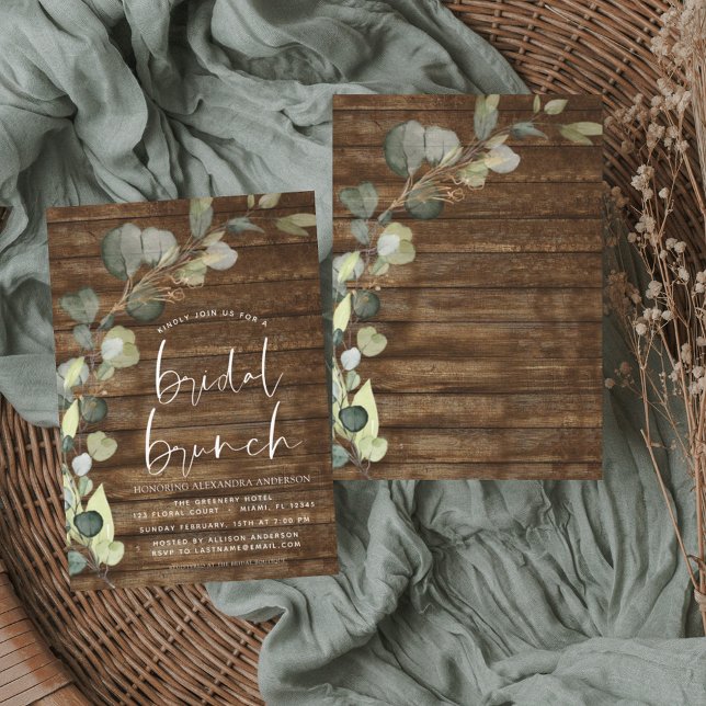 Papier Budget Bridal Brunch Rustic Wood Invitation (Créateur téléchargé)