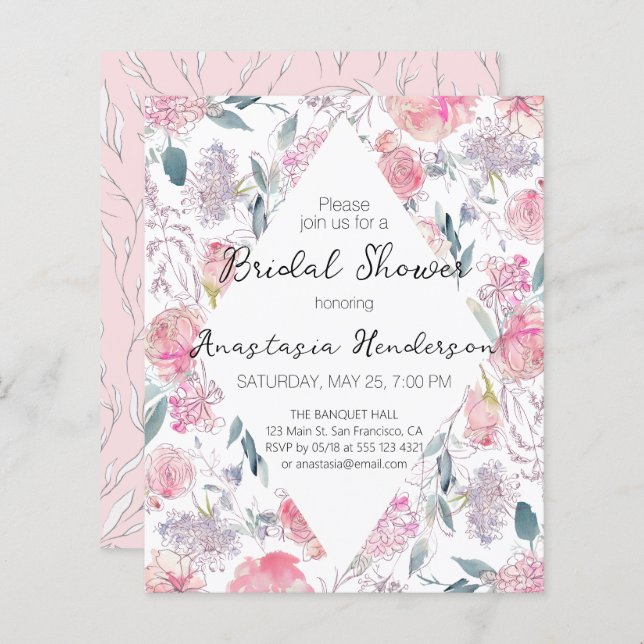 Papier BUDGET Bridal Shower Invitation (Devant / Derrière)