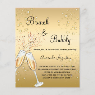 Papier Budget Brunch Bubbly Fête des mariées or invitatio