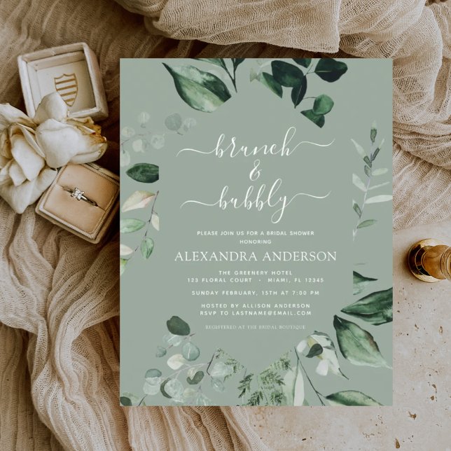 Papier Budget Brunch & Bubbly Fête des mariées Sage Green (Créateur téléchargé)