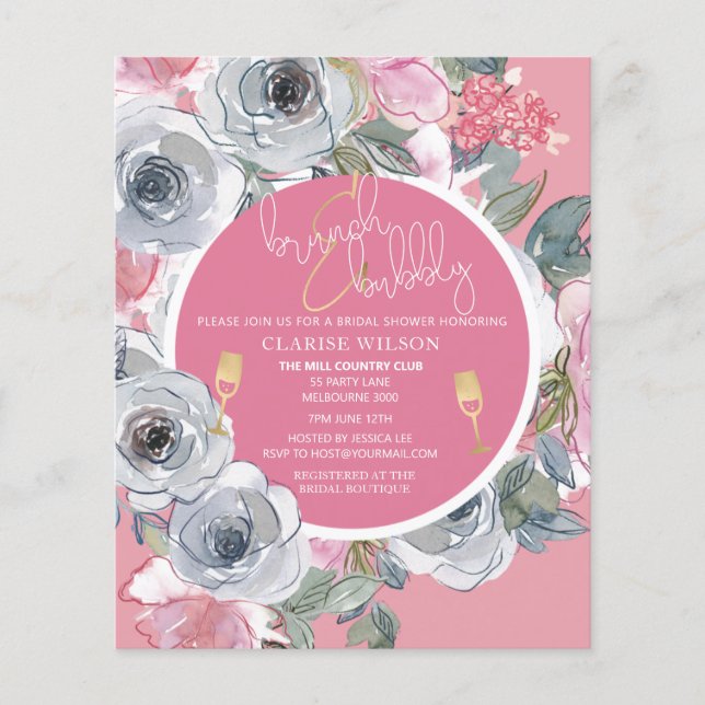 Papier BUDGET Brunch & Bubbly Invitation de douche nuptia (Devant)