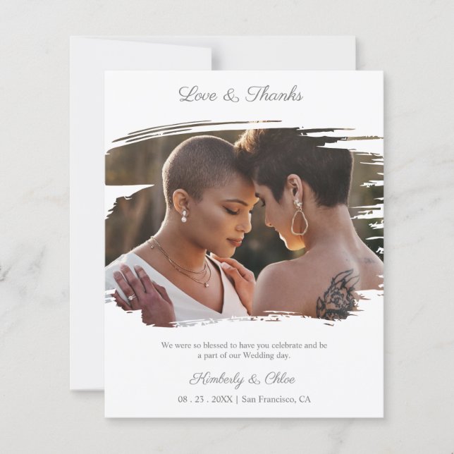 Papier Budget Brushstroke Effect LGBT Wedding Photo  (Devant)