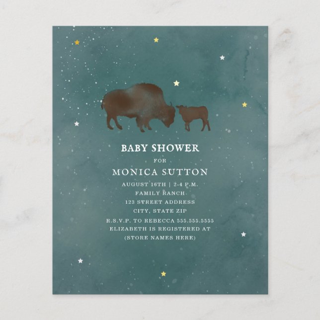 Papier Budget Buffalo Stars Invitation Baby shower (Devant)