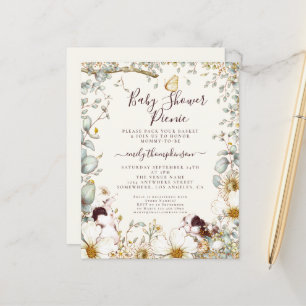 Papier Budget Bunnies Baby shower pique-nique fille Invit