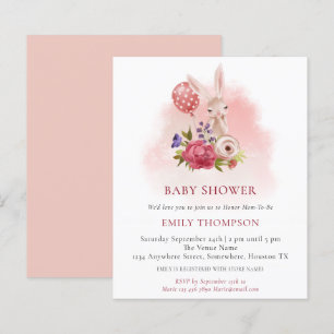 Papier Budget Bunny Florals Baby shower rose Invitation