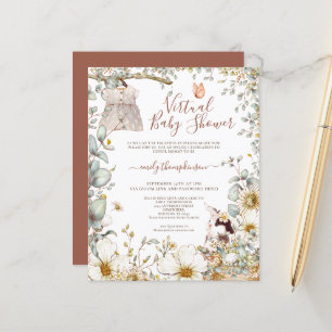 Papier Budget Bunny Girl Baby shower virtuel Invitation