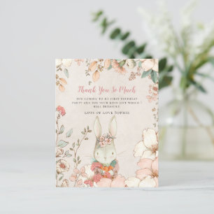 Papier Budget Bunny rose fille premier anniversaire Merci