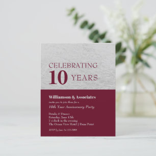 Papier Budget Burgundy Argent Invitation de l'anniversair