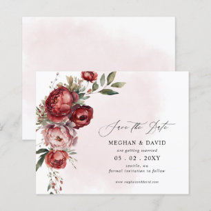 Papier Budget Burgundy Blush Floral Enregistrer la date