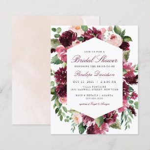 Papier Budget Burgundy Blush Floral Fête des mariées Invi