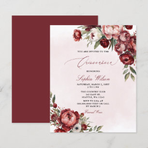 Papier Budget Burgundy Blush Floral Quinceañera Invitatio