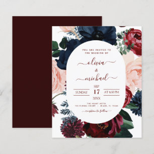 Papier Budget Burgundy Marine Blue Floral Mariage