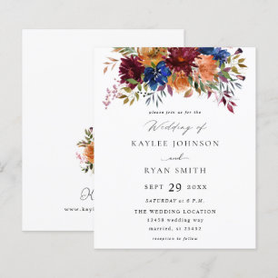 Papier Budget Burgundy Marine Orange Automne Mariage flor