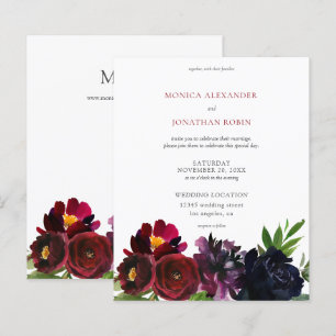 Papier Budget Burgundy Marine Plum Floral Mariage