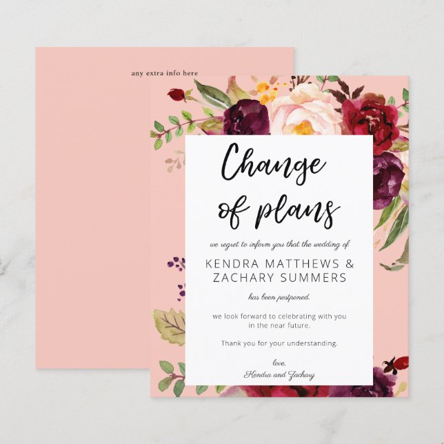 Papier Budget Burgundy Marsala Floral PNK Changement de p (Devant / Derrière)