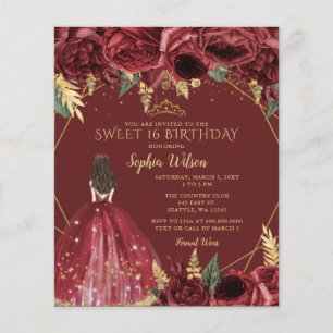 Papier Budget Burgundy Princess Sweet 16 Invitation