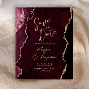 Papier Budget Burgundy Red Agate Script Enregistrer la da