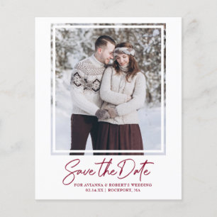 Papier Budget Burgundy Red Text Photo Enregistrer la date