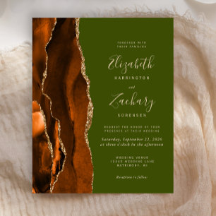 Papier Budget Burning Orange Agate Olive Green Mariage