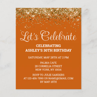Papier Budget Burnt Orange 30e Anniversaire Fête Invitati