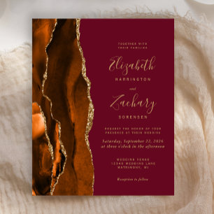 Papier Budget Burnt Orange Agate Bourgogne Mariage Invita