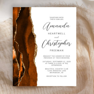 Papier Budget Burnt Orange Gold Agate Mariage Invitation