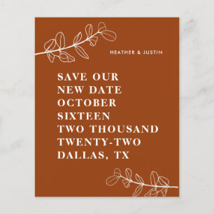 Papier Budget Burnt Orange Terracotta Enregistrer La Date