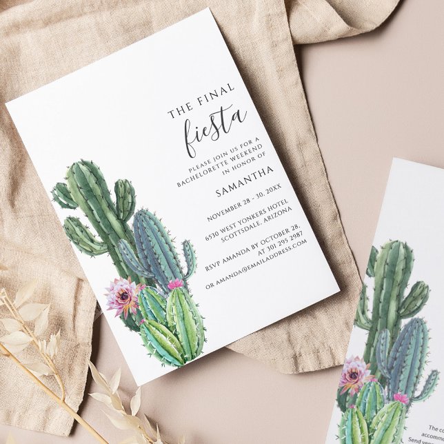 Papier Budget Cactus Bachelorette Party Invitation (Créateur téléchargé)