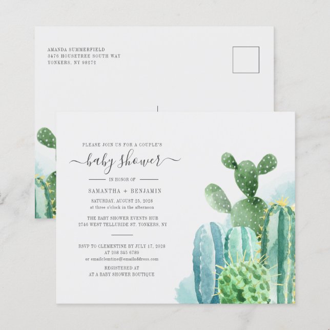 Papier Budget Cactus Plante Botanique Couples Baby shower (Devant / Derrière)
