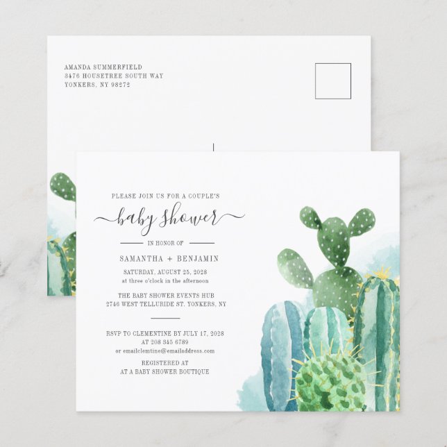 Papier Budget Cactus Plante Botanique Couples Baby shower (Devant / Derrière)