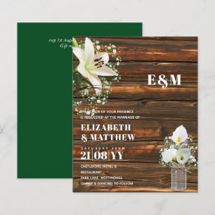 Papier BUDGET Calla Lilies Chic Shabby Mariage Invitation