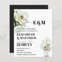 BUDGET Calla Lilies Chic Shabby Mariage Invitation