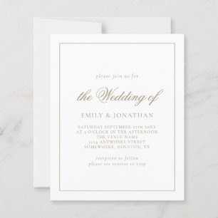 Papier Budget Calligraphie Champagne Gold Wedding invite