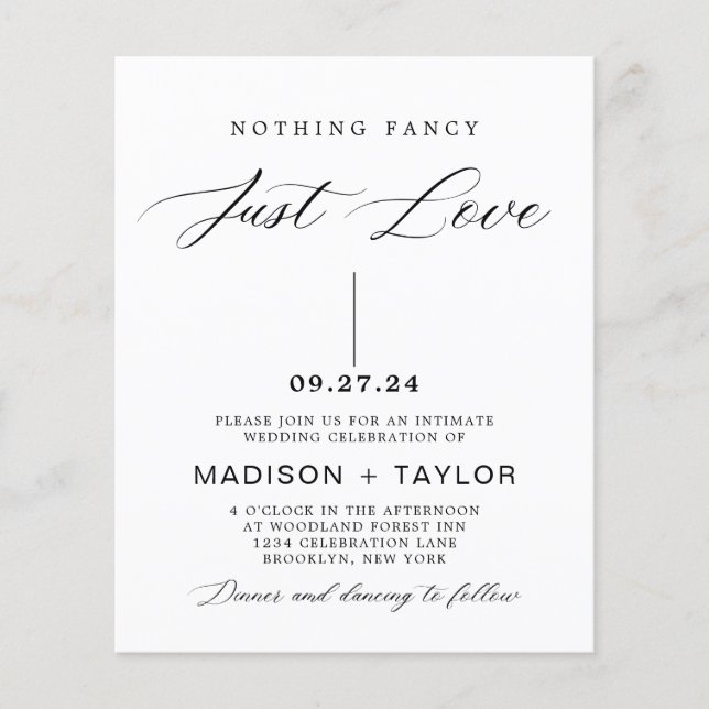 Papier Budget Calligraphie Rien de fantaisie Juste Amour  (Devant)