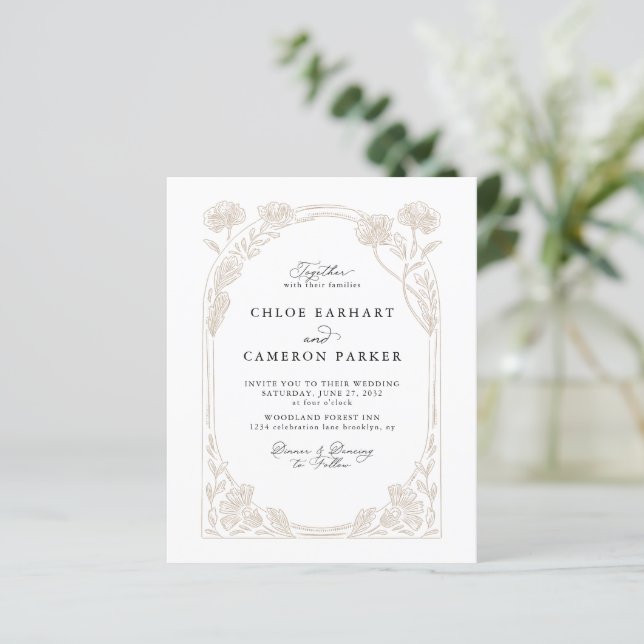Papier Budget Calligraphie Rose Orchard Jardin Mariage (Debout devant)