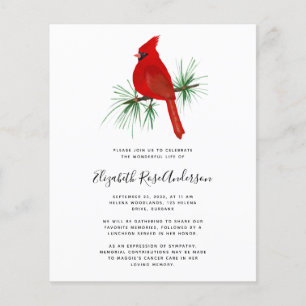 Papier BUDGET Cardinal Célébration de la vie Invitation