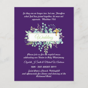 Papier BUDGET Catholique Mariage Invitations Croix de ver