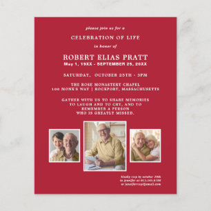 Papier Budget Célébration de la vie Red Photo Invitation