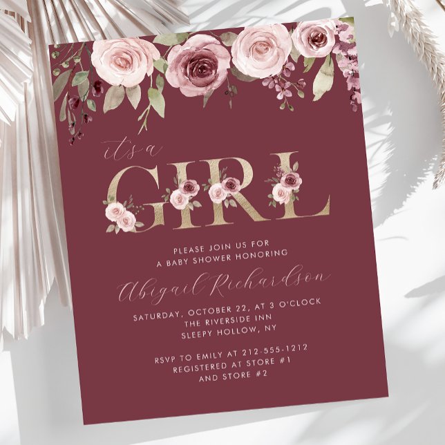 Papier Budget C'est une fille Baby shower Bourgogne (Créateur téléchargé)