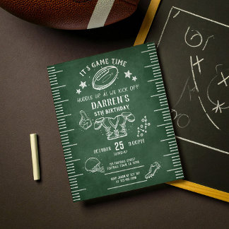 Papier Budget Chalkboard Football Sports Anniversaire Inv