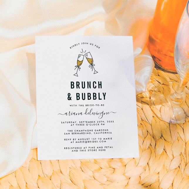 Papier Budget Champagne Brunch et Fête des mariées Bubbly (Créateur téléchargé)