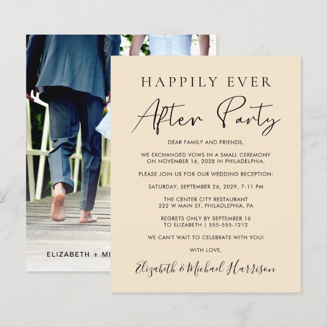Papier Budget Champagne Photo Mariage Invitation de récep (Devant / Derrière)