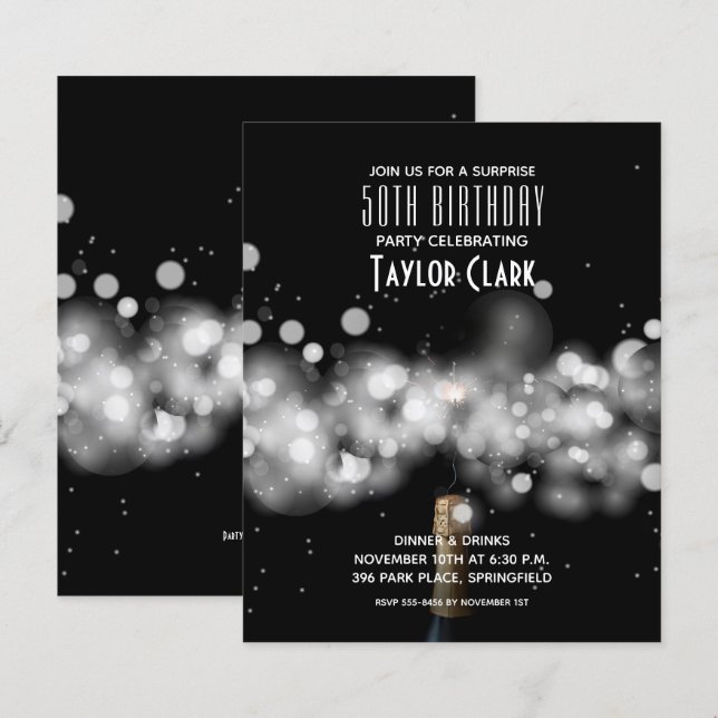Papier Budget Champagne Sparkle 50e anniversaire Invitati (Devant / Derrière)