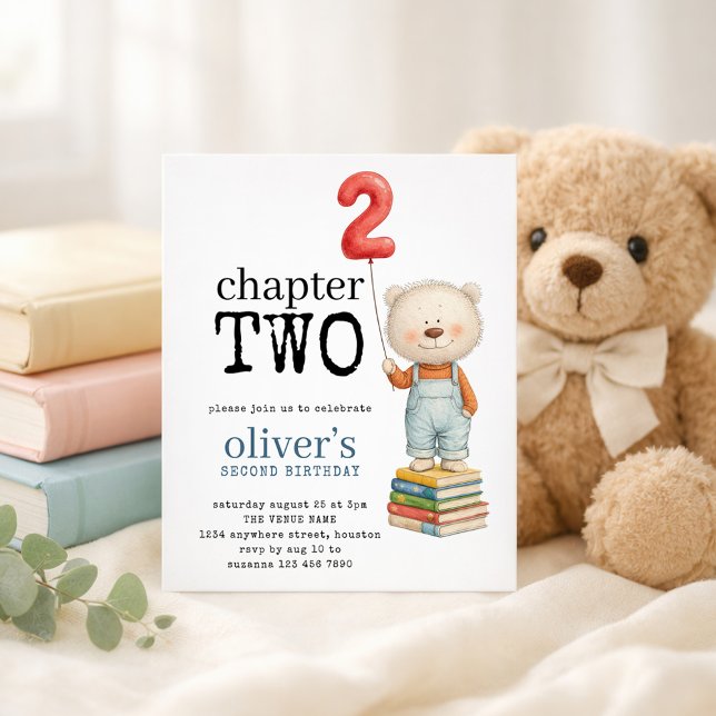 Papier Budget Chapter Two Bear Book Boy 2nd Birthday (Créateur téléchargé)