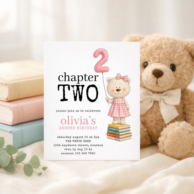 Papier Budget Chapter Two Bear Book Girl 2nd Birthday (Créateur téléchargé)