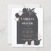 BUDGET Charcoal Gris rose Roses Mariage INVITE