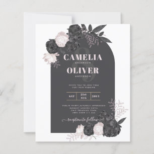 Papier BUDGET Charcoal Gris rose Roses Mariage INVITE